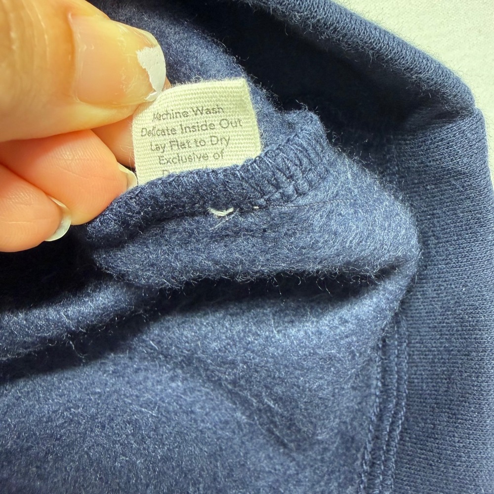Chan Luu Pinch Waist Cardigan 1 Navy Cotton Fleece Hook Eye Balloon Sleeve - Picture 8 of 12